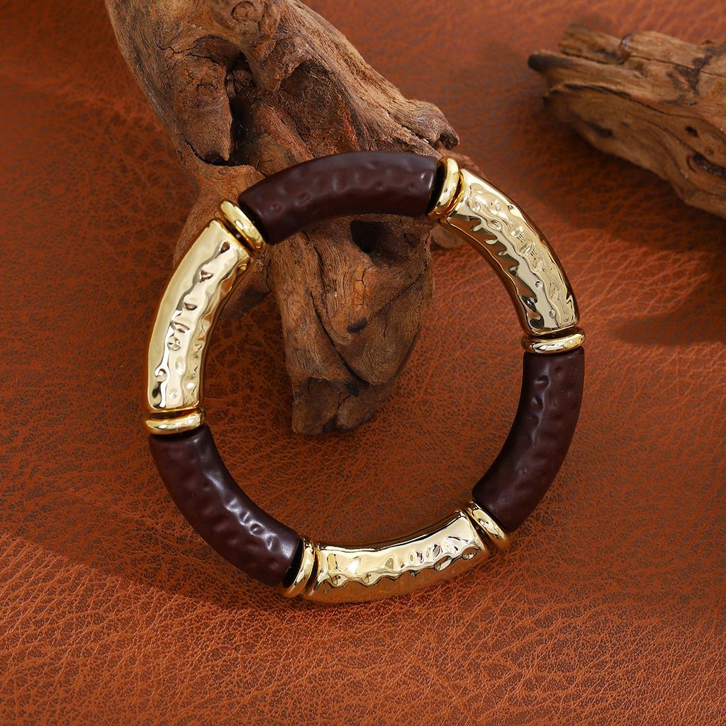 Fashion Personalized New Product Pleated Texture Pipe Bend Bracelet Curved Bamboo Tube Multi-Color Retro Marble Pattern Bracelet