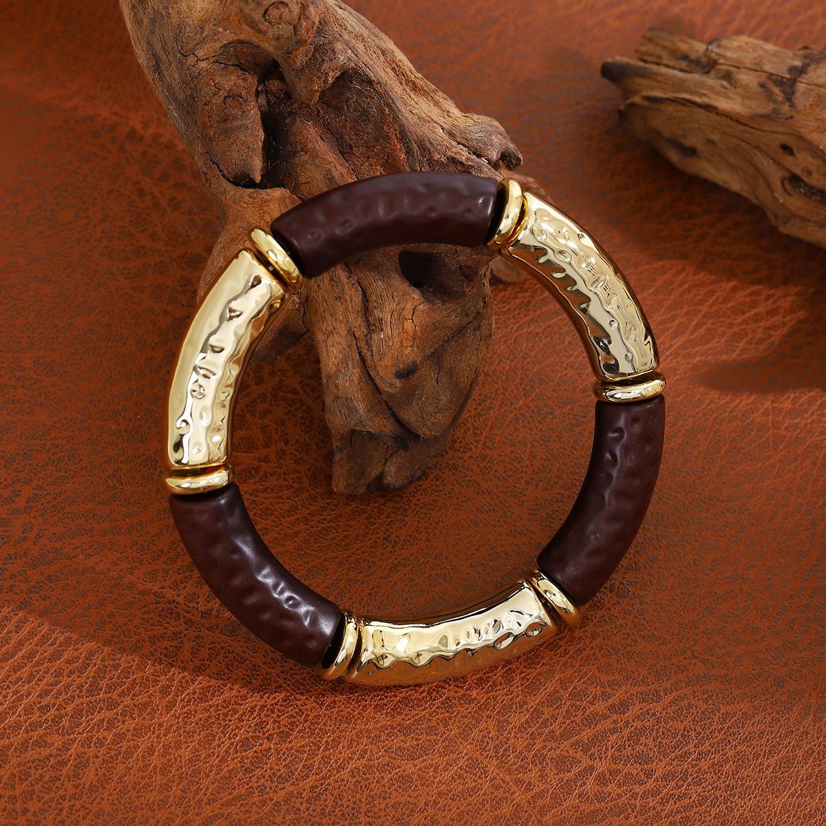 Модный персонализированный новый продукт Плиссированная текстура Изогнутый браслет из трубы Изогнутая бамбуковая трубка Многоцветный браслет с ретро мраморным узором