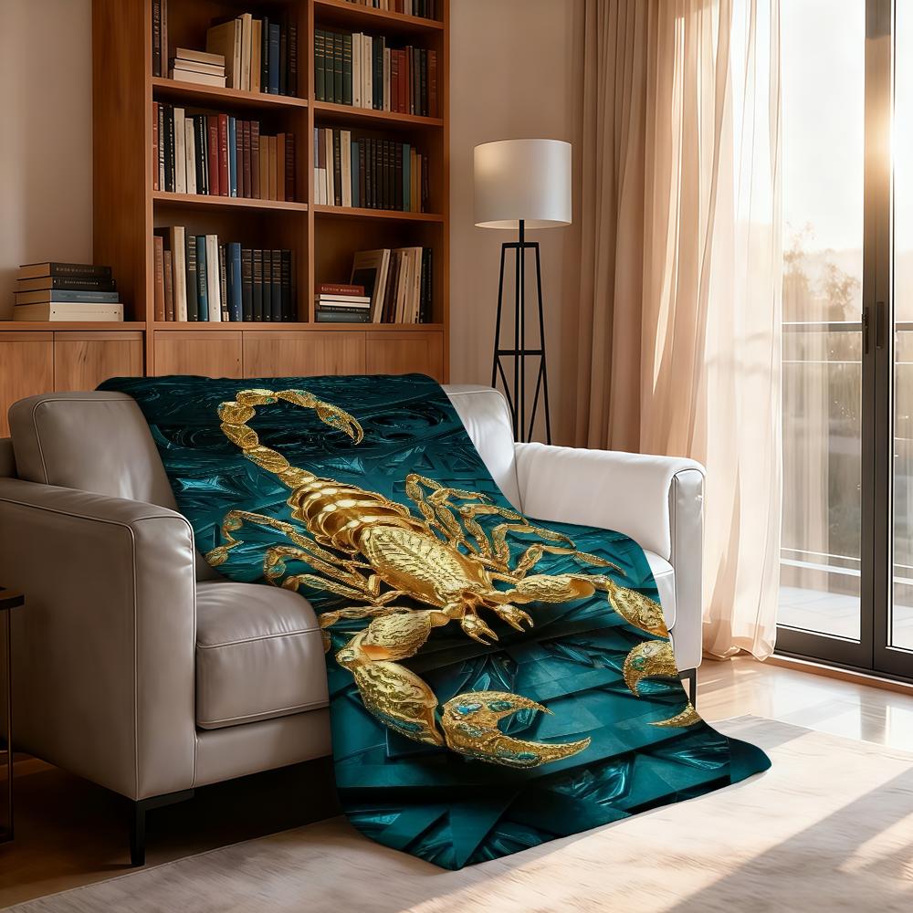 Golden Scorpion Blanket Soft Throw Blanket for Home Bedroom Bed Sofa Picnic Travel Office Rest Cover Blanket Gift