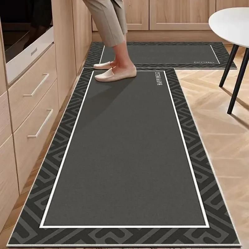 Pvc Kitchen Carpet Non-slip Oil-proof Rug Waterproof Leather Floor Mat Modern Long Strip Carpets Alfombra De Cocina