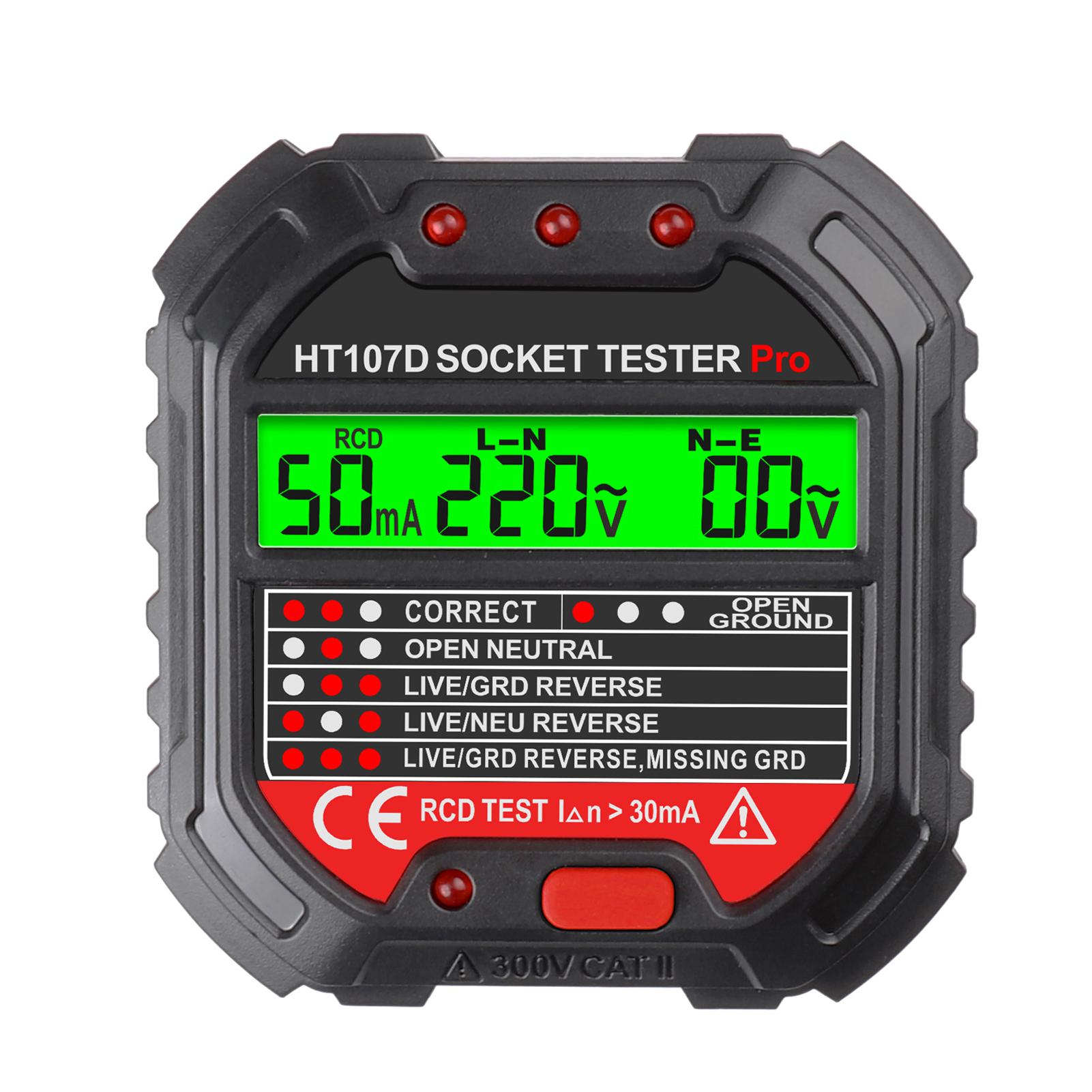 

MAYILON Socket Tester Voltage Display 6 Kinds Indicator Lights 90.250V Socket Testers Phase Polarity Leakage Detector Utility Detecting Tools