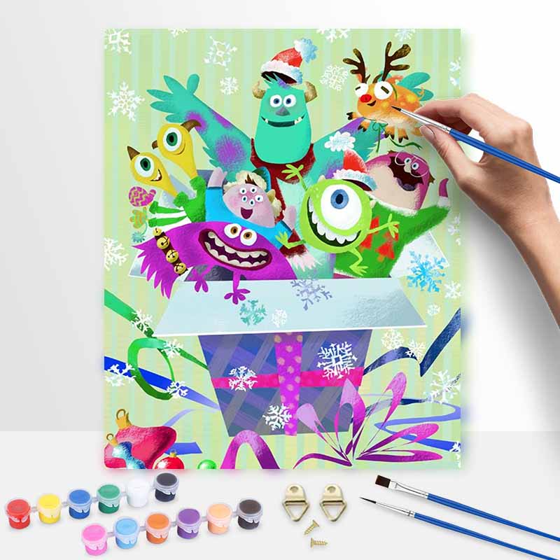 Disney oil painting Monsters Inc Christmas handmade diy art painting home decoration