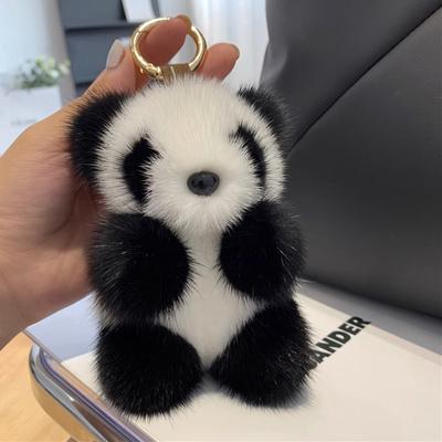 Malá plyšová bábika Panda Ženy Ozdoby do kabelky Roztomilá imitácia norkovej kožušiny Prívesok na kľúče do auta Panda Roztomilý medveď Darček na kľúčenku do auta