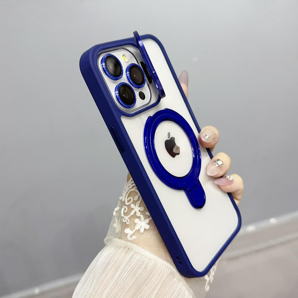 For iPhone 15 Pro Max Case Dual Kickstand Acrylic+TPU Phone Case Compatible with MagSafe