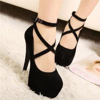 Modne buty Kobieta Czółenka Wiązane na krzyż Pasek na kostce Buty na wesele Buty na platformie Buty damskie Wysokie obcasy Zamsz Damskie buty Plus Size