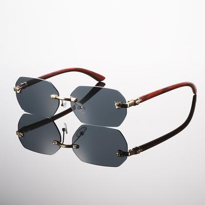 Fashionable Frameless Cut Sunglasses with Cool Leopard Head Decoration UV Protection Unisex Eyewear for Men and Women
