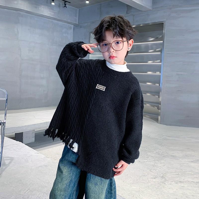 Boys Winter Thick Knit Sweater Trendy Distressed Pullover Kids 8-14 Years Old