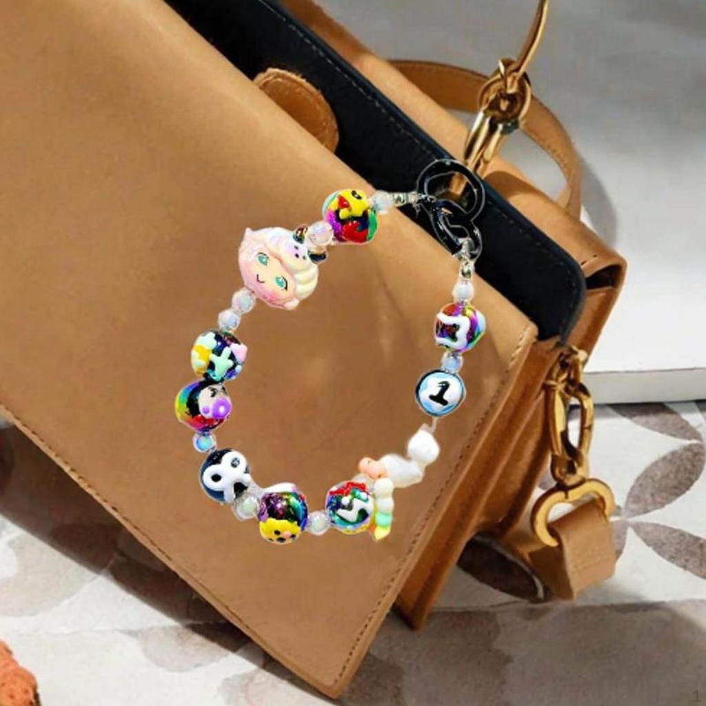Beaded Keychain Cute Multifunction Key Chain Charms for Handbag Party Travel Black