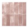 VEELIKE Waterproof Heat-Resistant Tile Sheets, 6 Sheets, 30x30cm, Square, Marble/Brick Pattern, Pink, Glossy, Tile Stickers, 3D Wallpaper Stickers, Re