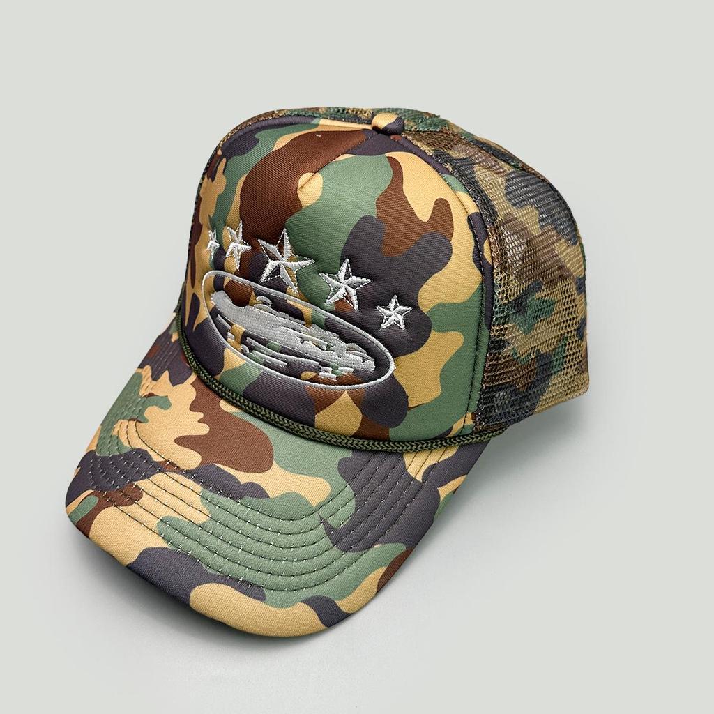 Neue Pentagramm-Stickerei Baseballkappe - Unisex Sonnenschutz Trucker-Hut mit Netzrückseite