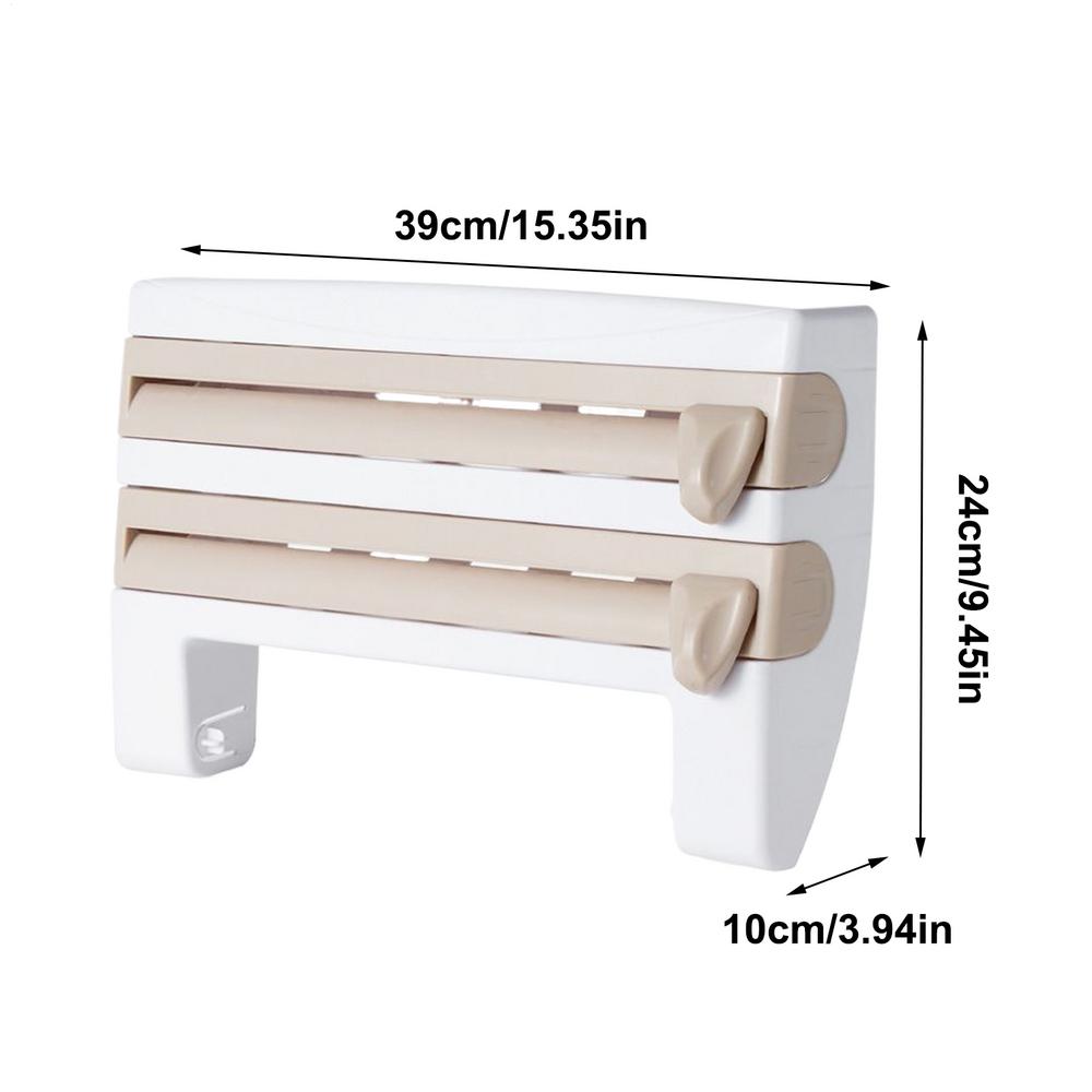 

Kitchen Plastic Wrap Dispenser Cling Film Holder Baking Tinfoil Cutter Roll Paper Stand Organizer Kitchen accessories хаки