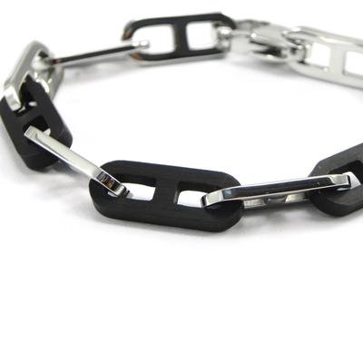[I2904] - Bracelet acier 'Calypso' noir argenté