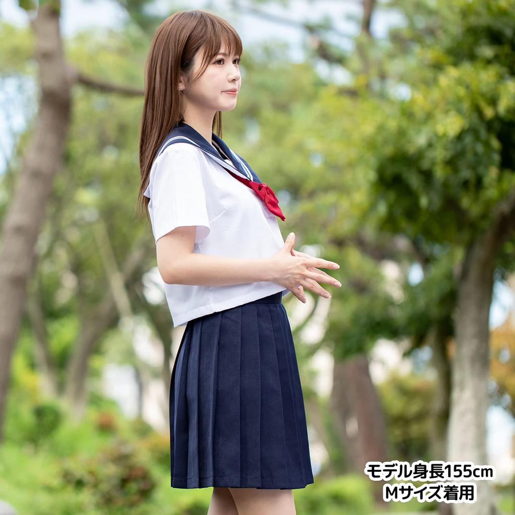 Cosplay Matrosenuniform Schleife Kostüm für High School Matrose Größe L bis Größe [Klasse] Damen, Crossdressing, Mädchen, Kurzarm Anzug, Weiß,