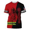 Summer Round Neck 3D Firefighter Print Top Fashionable Casual Short Sleeved Men's T-shirts