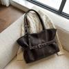 Womens Casual PU Leather Tote Bag Belt Buckle Detail Stitch Accent Large Capacity Minimalist Daily Bag for Commute Travel Everyday Use Durable