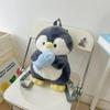 Cute Cartoon Penguin Fish Hugging Plush Backpack - Small Casual Outing Bag for Girls