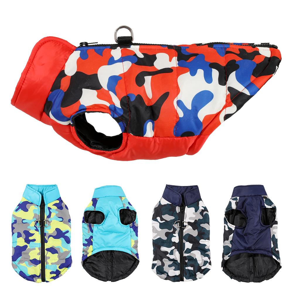 Warm Pet Clothe Winter Windproof Puppy Jacket Coat Camouflage Print Sleeveless Apparel With D-ring For Small Dogs Cats Yorkshire