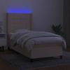 Exclusive House - LED Mattress Slatted Bed Base Cream 80x200cm Fabric