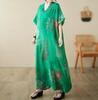 Women's V-Neck Floral Maxi Dress Short Sleeve Loose Boho Summer Dress