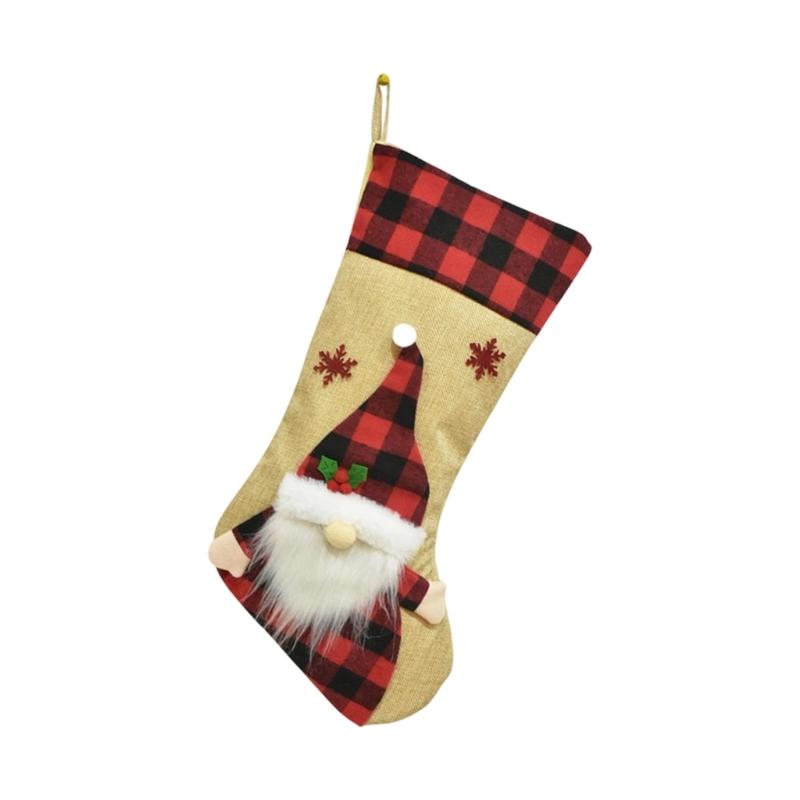 User Friendly Velvety Burlap Christmas Stocking And Gift Bag Christmas Fireplaces Hanging Decors For Festival Homes Decors