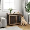 Dog Crate Furniture with Sliding Door for Large Dogs, Walnut Brown
