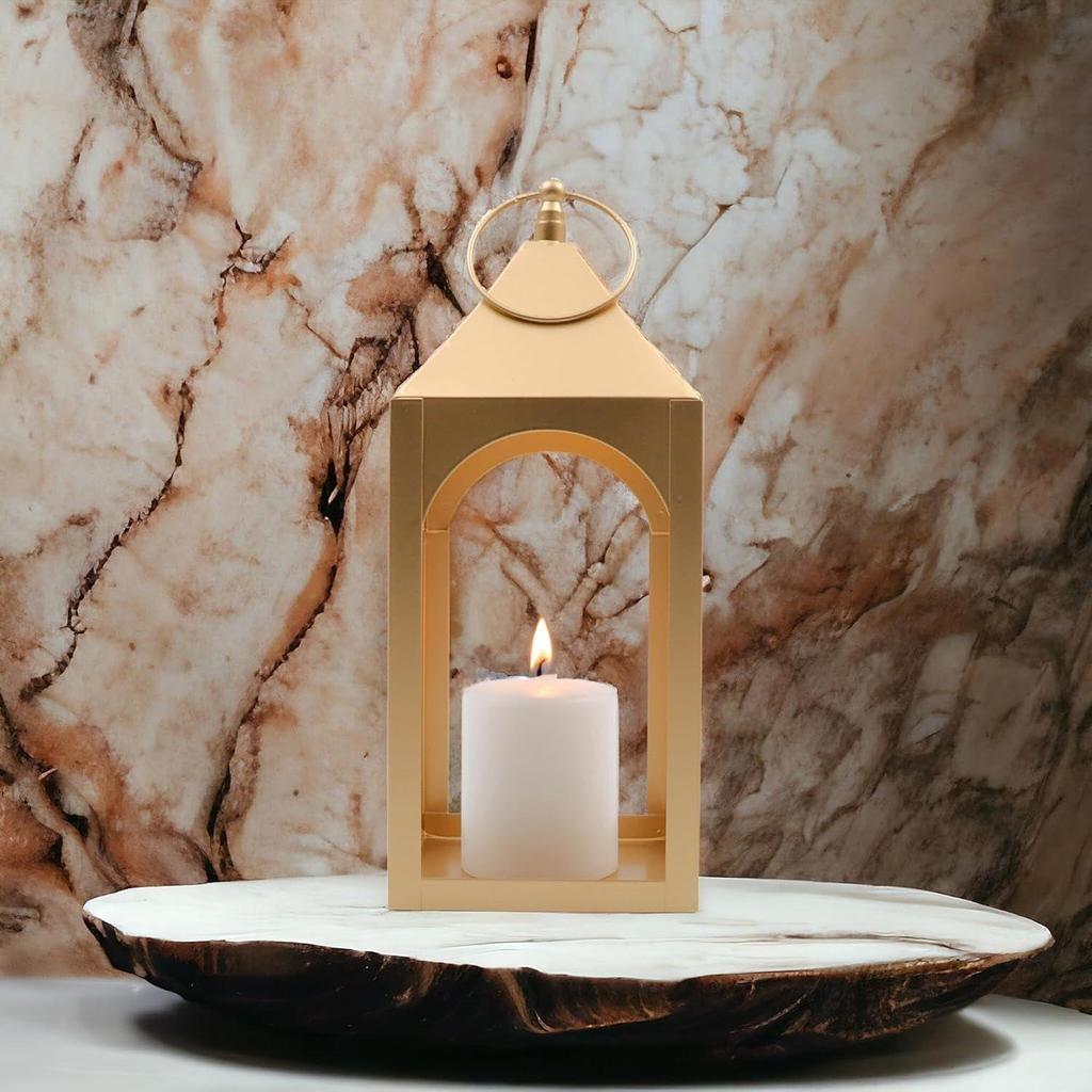 Glass Iron Lantern with One Pillar Candle Lantern for Home Decoration|Candle Holders for Home Decor Pack of 1