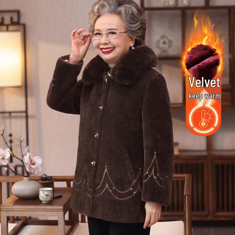 Elderly Women's Padded Floral Winter Coat