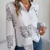 GMXIA Women's Fashion Casual Summer Suit Long Sleeve Collar Blouses & Alphabets Shirts