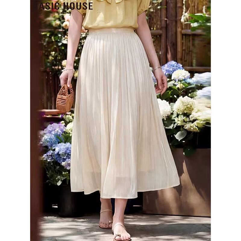 Basic House Damen Netz Falten Midi Rock