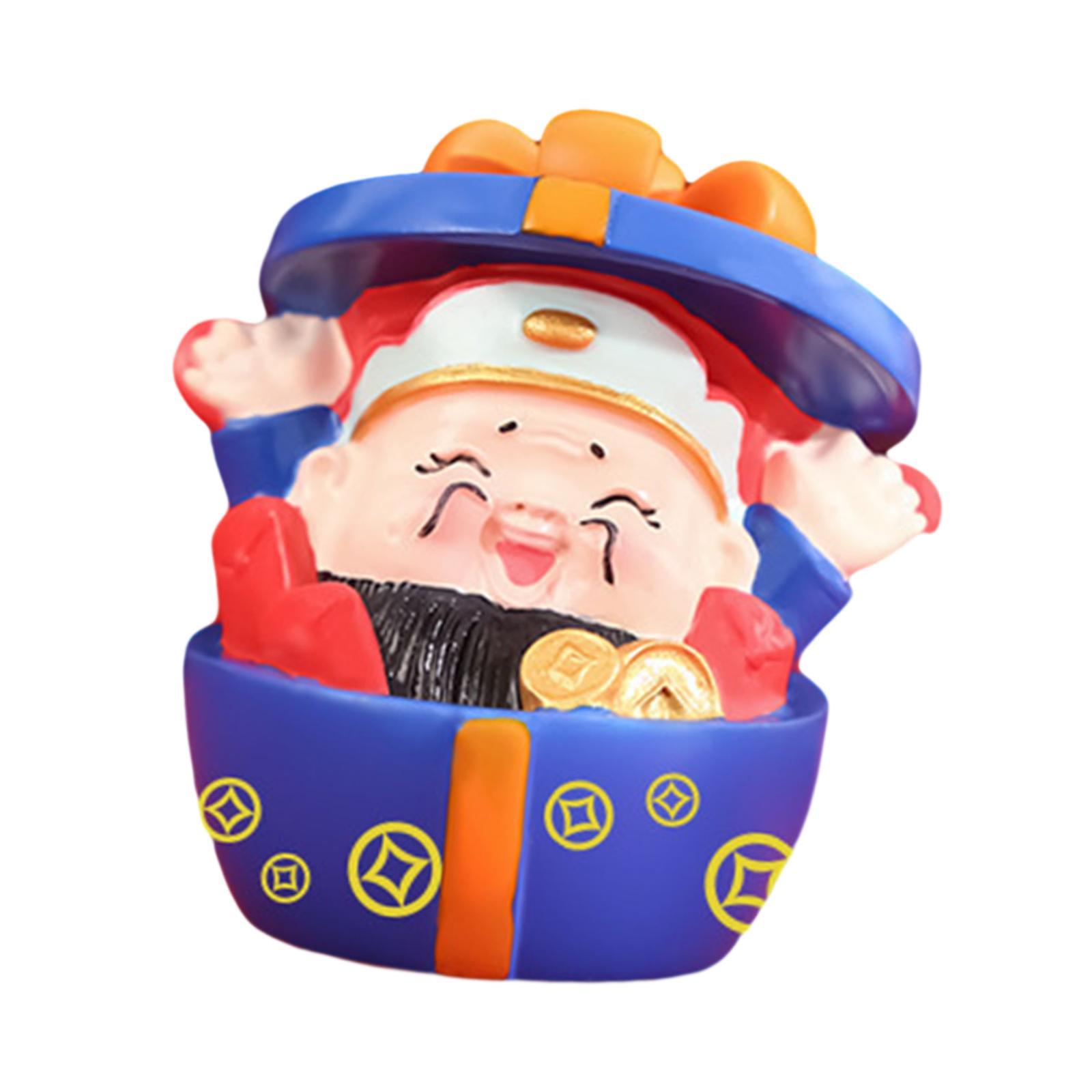 Mini Chinese Mythological Statue 5.4x5.4x5.5cm Decorative Car Dashboard Decoration Fengshui Decor Resin for Wall Shelf Decor