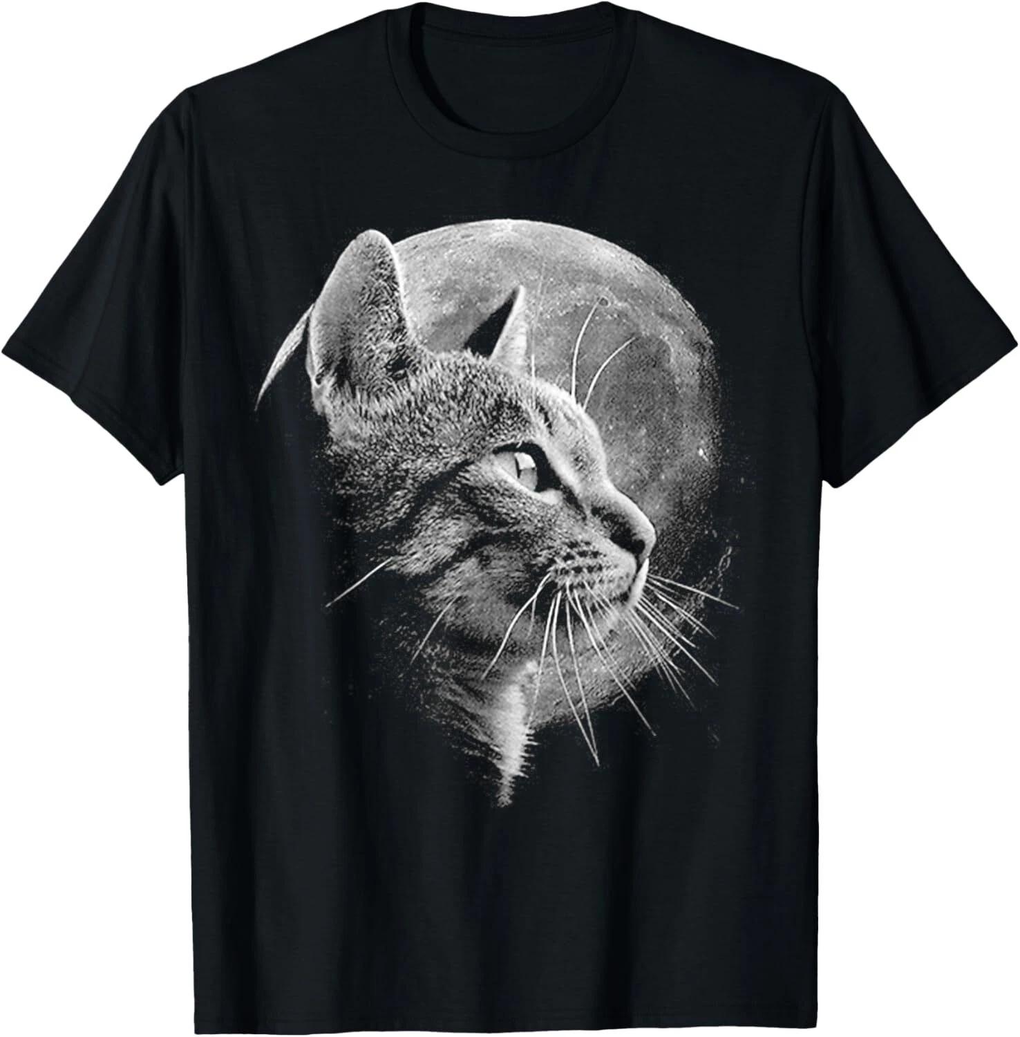 Cute Cat With Moon - Funny Cat Tee Gift Unisex T-Shirt S
