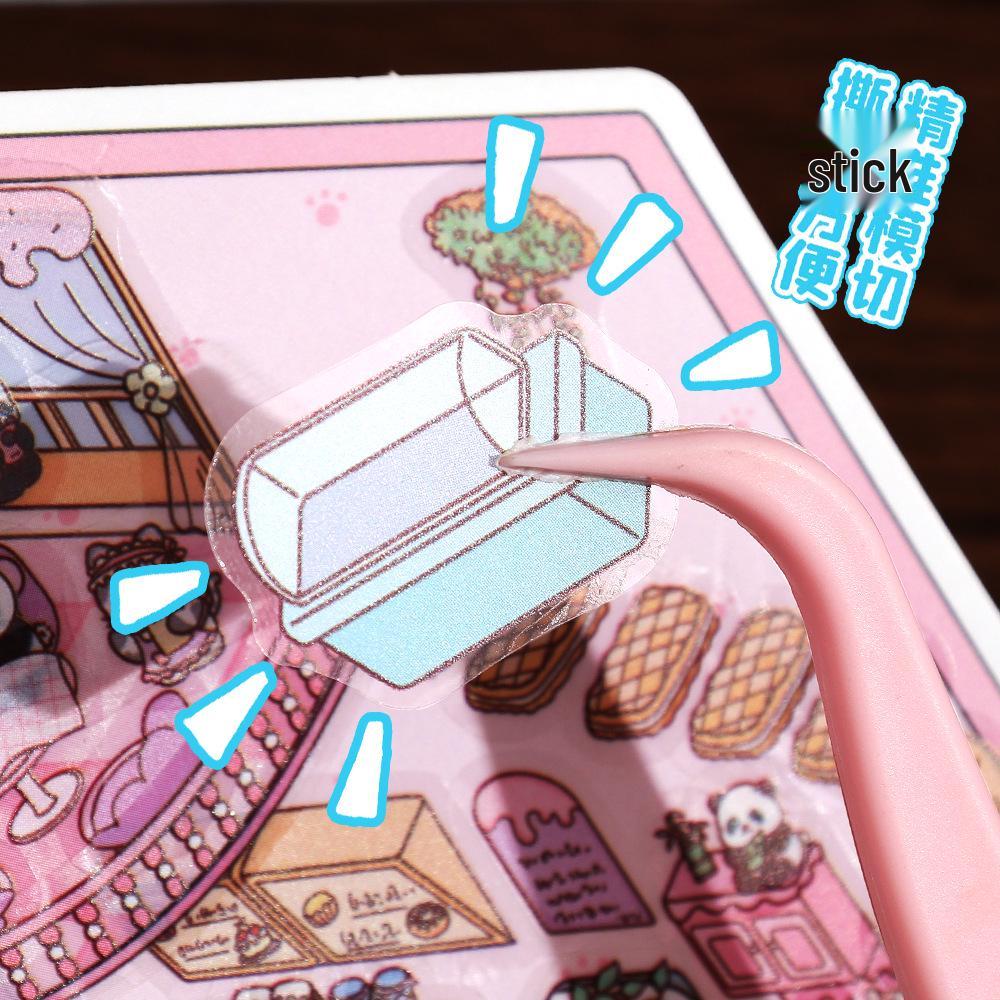 Korean Ancient Tea House Miniature Scenery Sticker - Cute DIY Cartoon