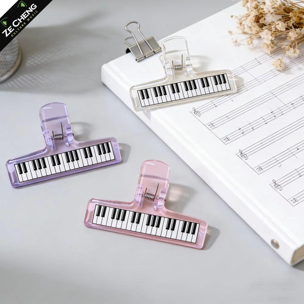 5Pcs Piano Pattern Sheet Music Clip Transparent Acrylic Piano Score Fixed Binder Clamp  Office Use