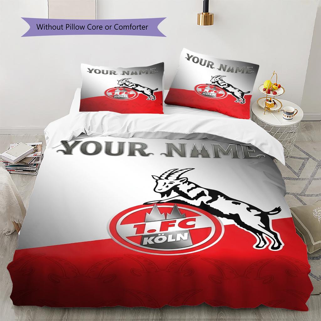 Set Biancheria da Letto Personalizzato con Nome Modello 1.FC Köln Copripiumino Federa Decorazione Casa Regalo (1 * copripiumino + 2 * federa, senza nucleo)
