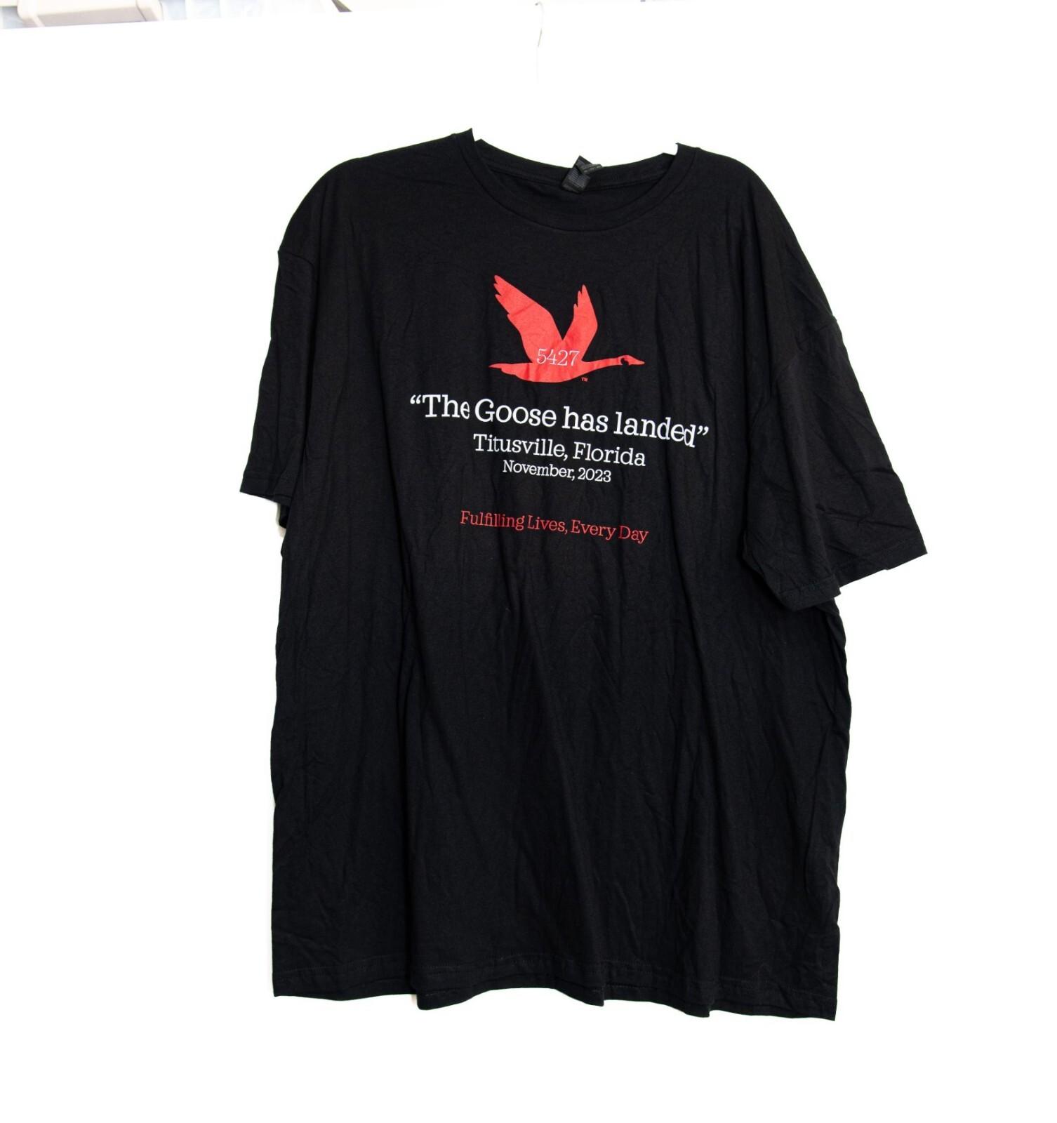 The Goose Has Landed Black T-Shirt Titusville Florida November 2023 Size 2XL Cot S