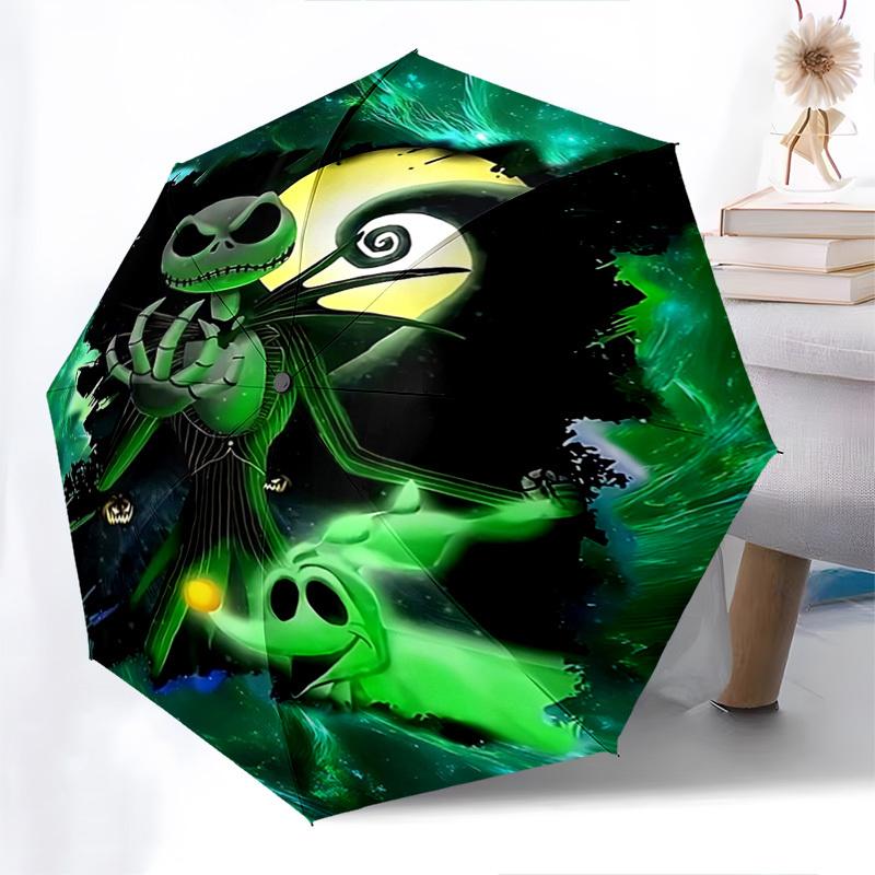 Albtraum vor Weihnachten, Jack Skellington Motiv, Automatisches Öffnen und Schließen, Helles 8-Speichen, Tragbarer Schirm, Geeignet für Männer