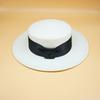 French Celebrity Retro Bow White Wool Woolen Flat Top Top Hat Women'S Autumn And Winter Foreign Trade Wide Brim British Versatile Felt