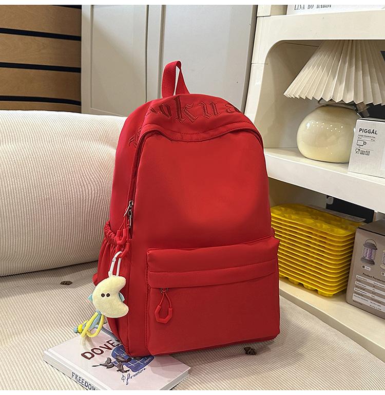 Schoolbag Korean ins new high-value college style solid color alphabet backpack women's lightweight versatile large-capacity backpack