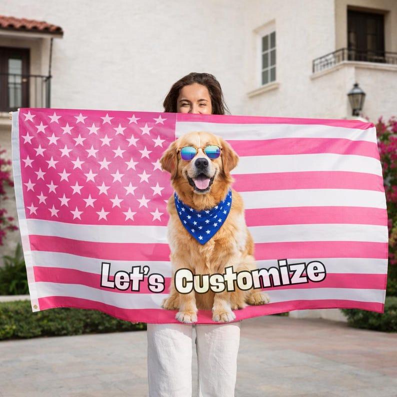 Pink American flag tapestry 75x100