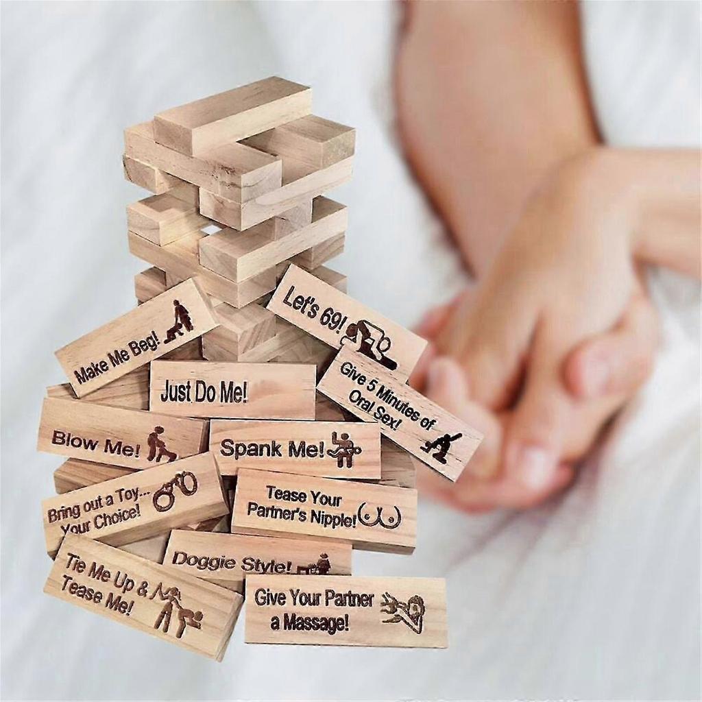 48pcs Dating Night Game Tumbling Tower Game, Wooden Stacking Tower Games For Couple, Couple Activities & Dating Night Ideas