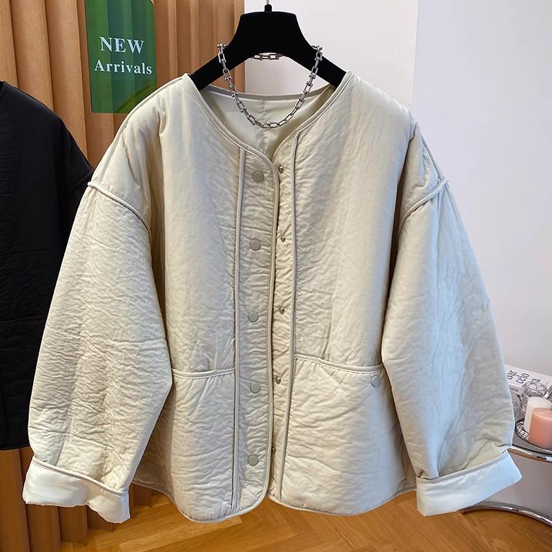 2026 Winter Korean Style Cotton Padded Jacket - High-End, Collarless, Loose Fit, Warm, and Versatile