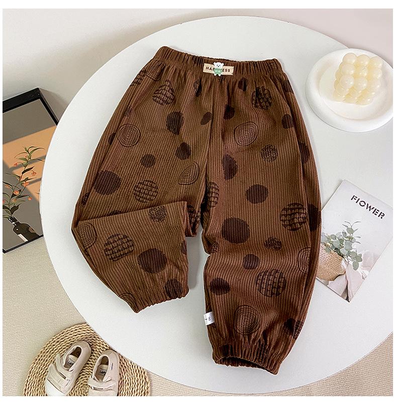 

Дитячі флісові спортивні штани з капоку з мультяшним принтом - Корейський стиль для осені та зими 90# Height 80-90cm