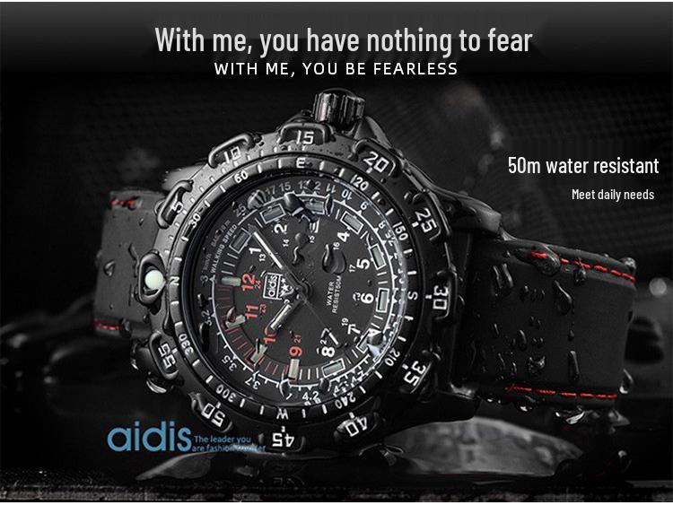 Aidi Shi Waterproof Luminous Men's Quartz Watch - Outdoor Multifunctional