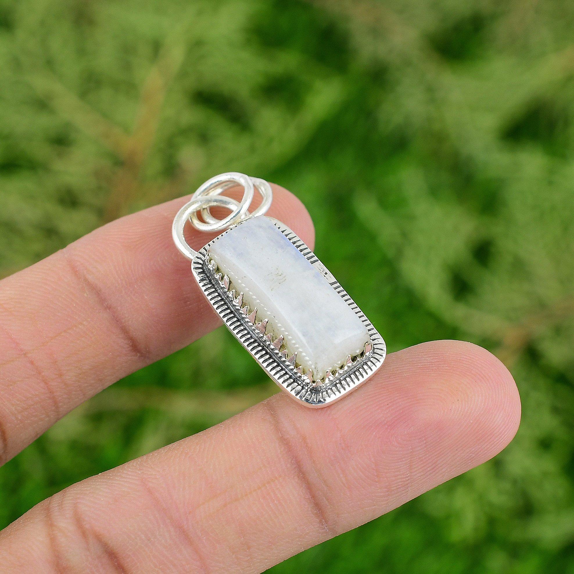 

Сияющий Натуральный Радужный Лунный Камень Стерлинговое Серебро Подвеска Чакра Короны на День Рождения