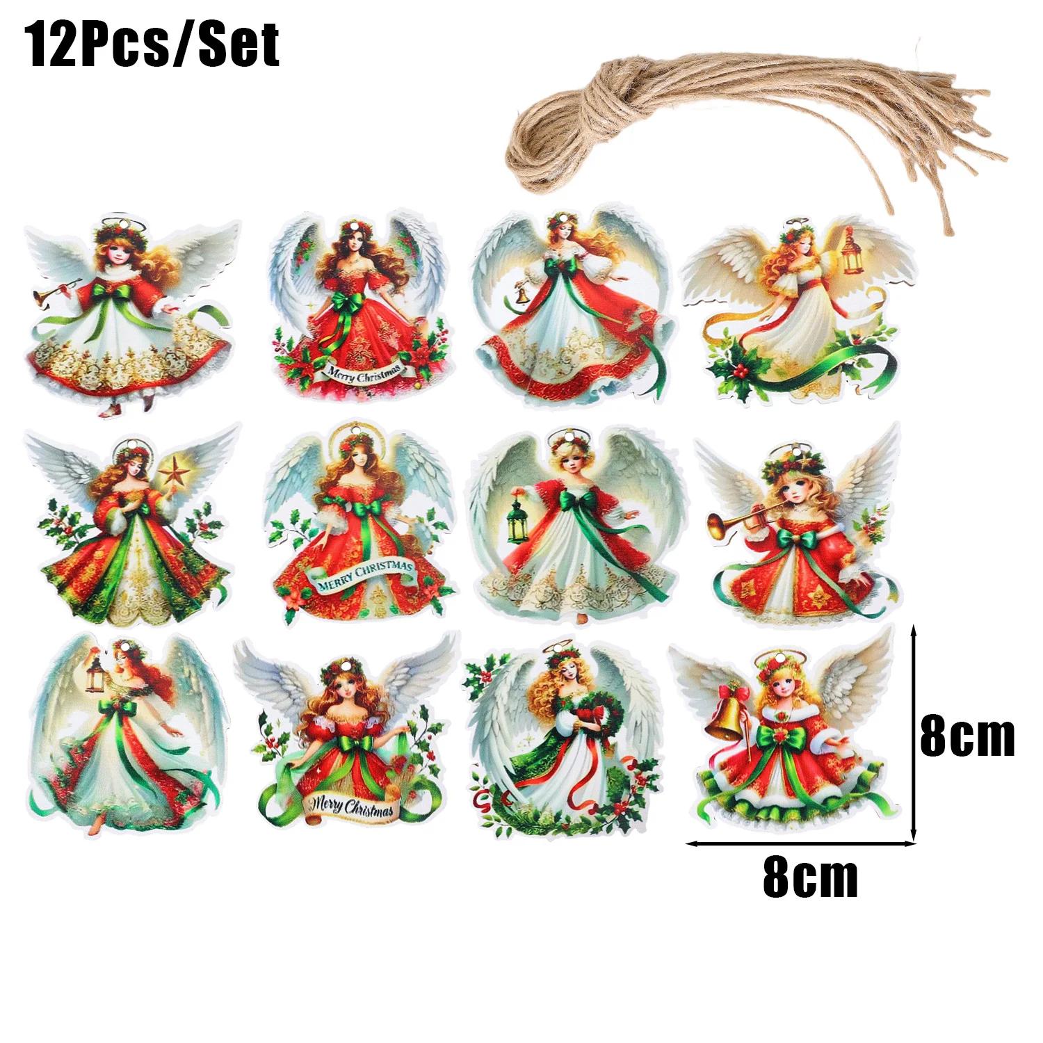 

12/60Pcs Vintage Christmas Angel Wooden Pendants DIY Crafts Handcraft Decor Materials Party Festival Decoration Accessories 12PCS