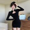 Autumn New Long-sleeved Retro National Style New Chinese Celebrity Style Solid Color Improved Cheongsam Dress Women