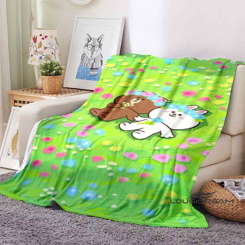 Cute BROWN & FRIENDS Blanket—Perfect for Use On Sofas, Beds, In Cars, Living Rooms, and Bedrooms. A Wonderful Gift for Children.