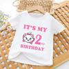 Cute Marie Cat Print Kawaii Kids T Shirt It's My 1 2 3 4 5 6 7 8 9 Years Birthday Baby Girls Clothes White Children Boys T-Shirt