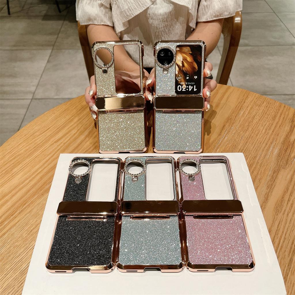 For Oppo Find N3 Flip 5G Case PU Leather+PC Glitter Phone Cover
