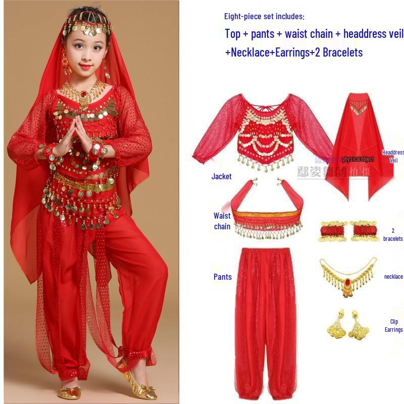 Children's Xinjiang Ethnic Dance Costume for Girls - Toddler Belly Dance Performance Outfit